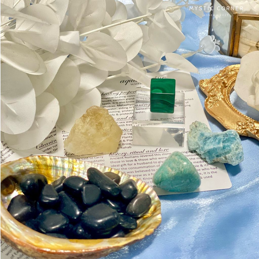Set đá may mắn cho Bọ Cạp, đá thạch anh, đá thanh tẩy bài Tarot, đá phong thuỷ