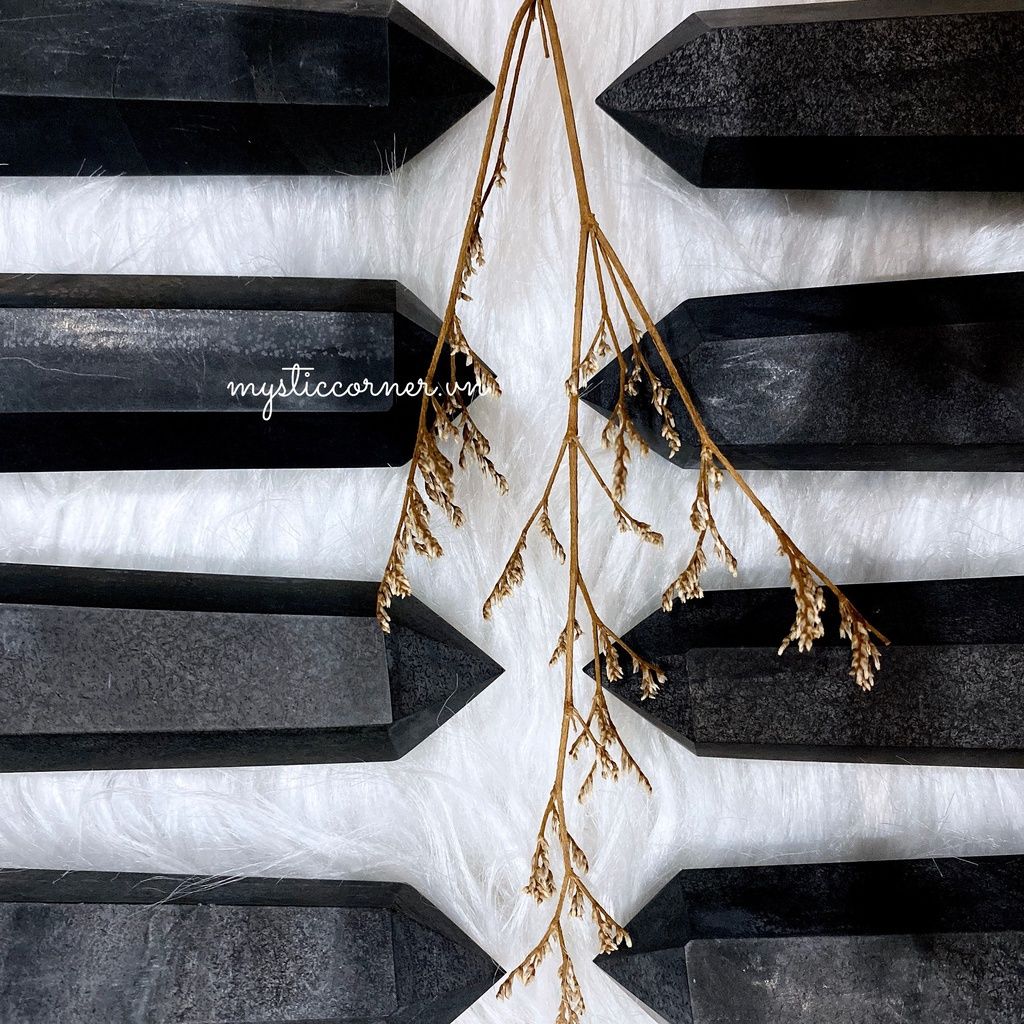 Trụ đá Shungite ngăn chặn bức xạ điện từ, đá năng lượng, đá thanh tẩy, đá phong thủy trong Tarot, Reiki