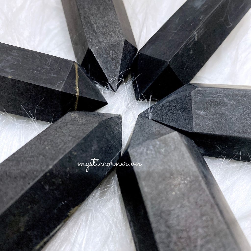 Trụ đá Shungite ngăn chặn bức xạ điện từ, đá năng lượng, đá thanh tẩy, đá phong thủy trong Tarot, Reiki