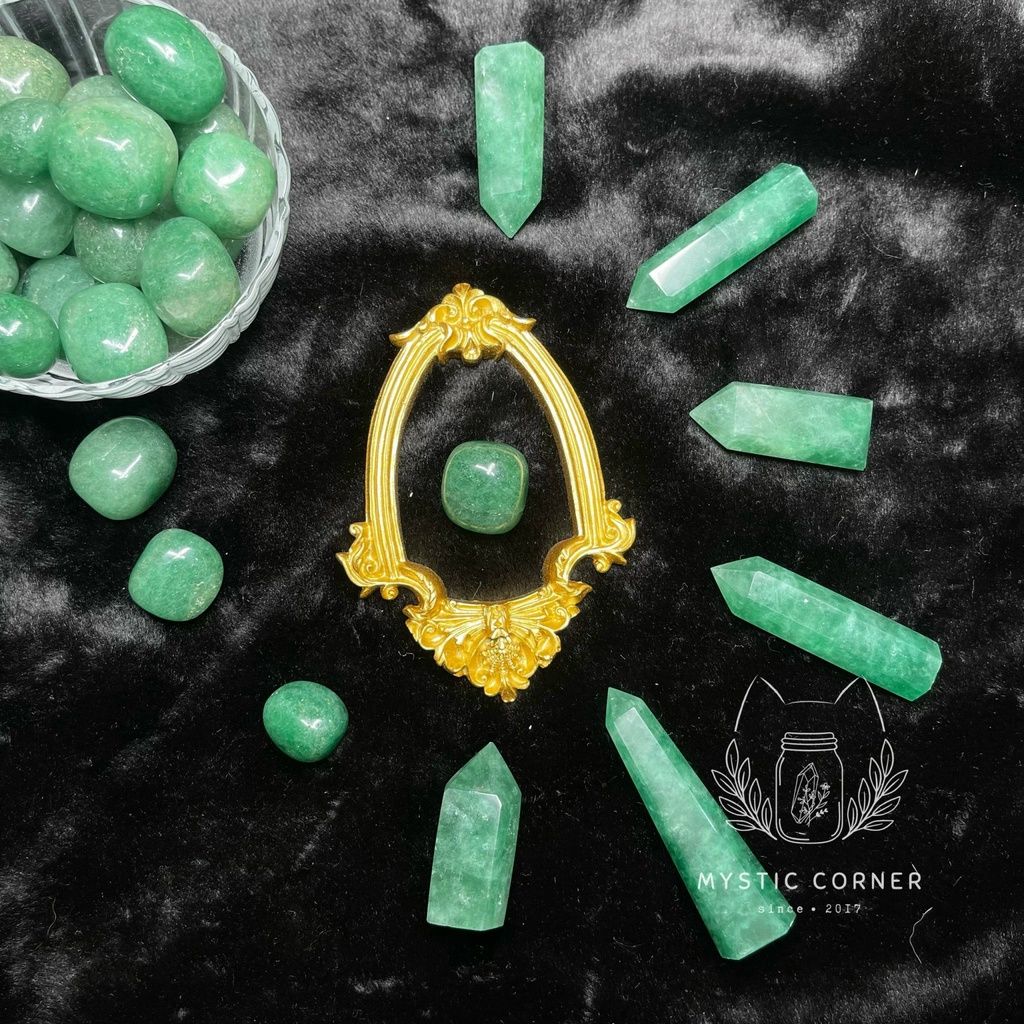 Tumbled đá thạch anh dâu xanh (Green Strawberry), đá thanh tẩy bài Tarot, đá phong thuỷ