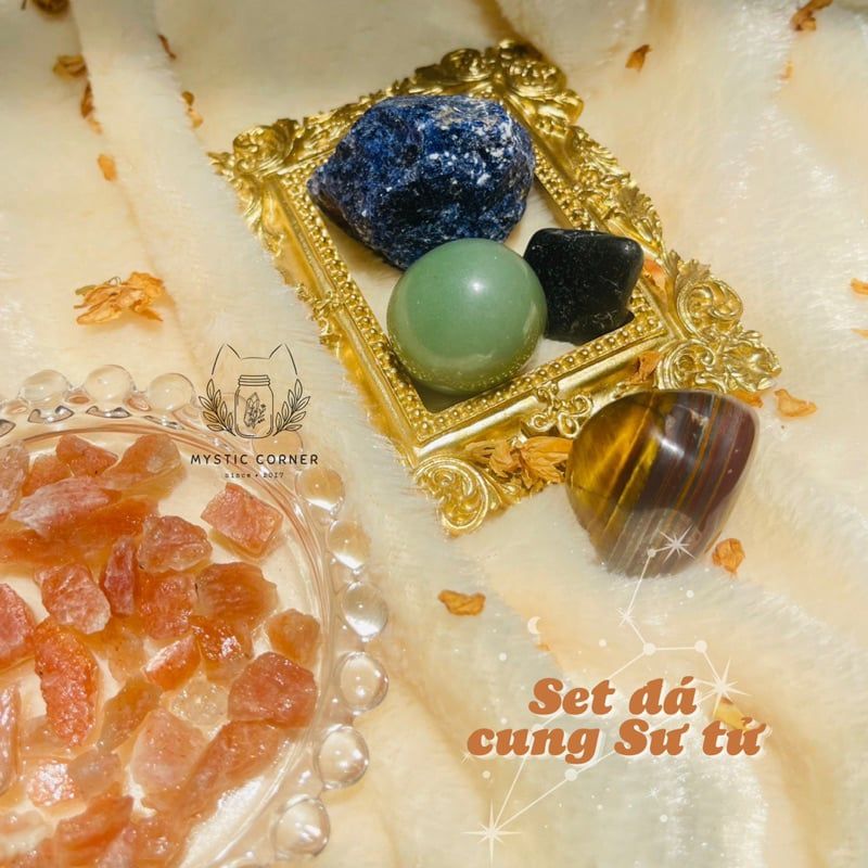 Set đá may mắn cho Sư Tử, đá thanh tẩy bài Tarot, đá thạch anh, đá phong thuỷ