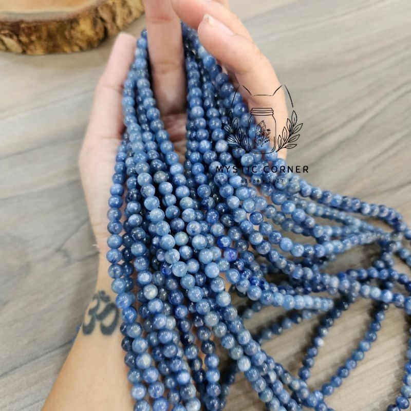 Chuỗi hạt vòng tay đá KYANITE tự nhiên size 5.5li quấn 3 vòng, chuỗi vòng đá phong thủy