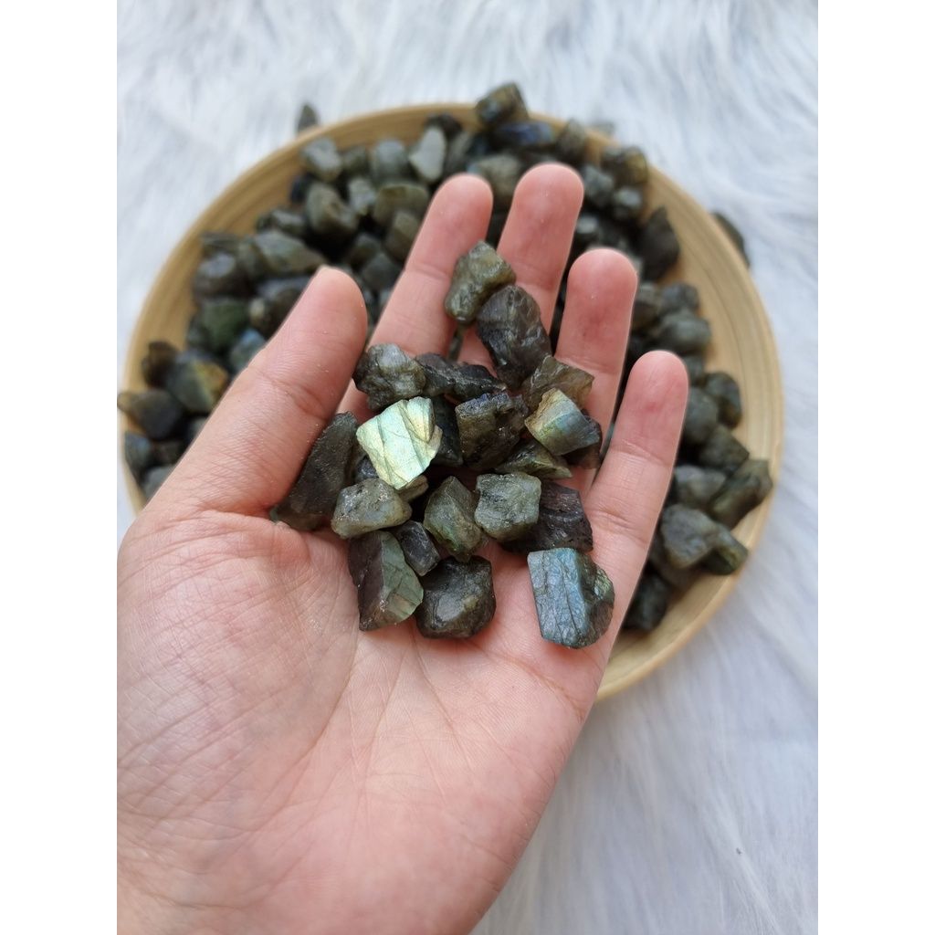 Đá thô Labradorite mini (Đá xà cừ - Hắc Nguyệt Quang) đá thanh tẩy Tarot, Reiki, đá thạch anh phong thủy