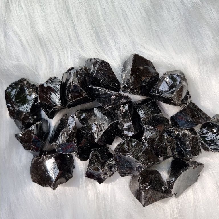 Đá thô Black Obsidian (đá thủy tinh núi lửa), đá thanh tẩy trong Tarot, Reiki, thiền định, phong thủy