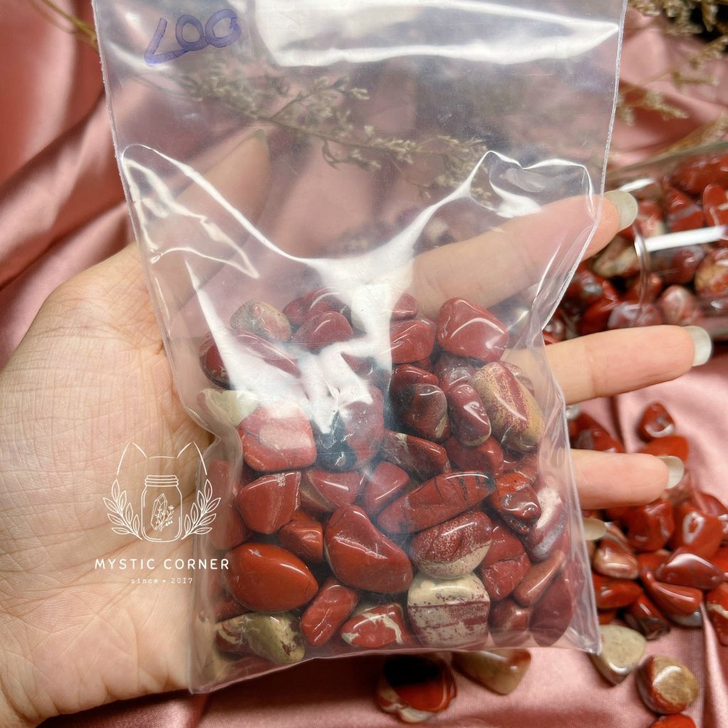 Vụn đá Red Jasper (ngoc bích đỏ), đá thanh tẩy bài Tarot, đá thạch anh, reiki, đá phong thuỷ