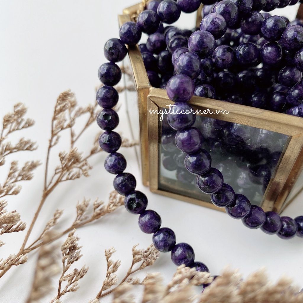 Chuỗi vòng đá Charoite (Đá Mắt Rồng), vòng tay đá năng lượng mạnh mẽ, Reiki, Tarot, thiền định