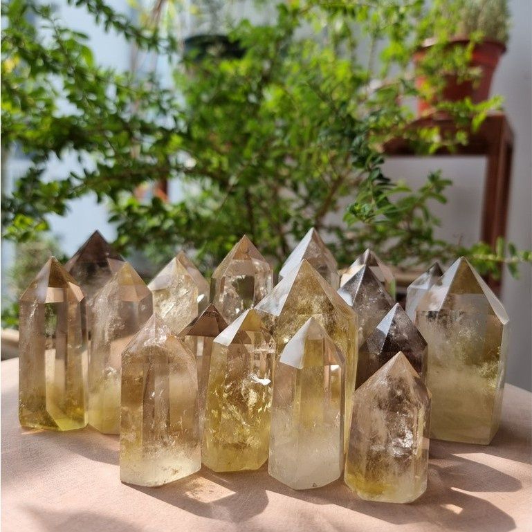 Trụ đá thạch anh Vàng (Citrine) may mắn, trụ đá thanh tẩy trong Tarot, Reiki, thiền định, phong thủy