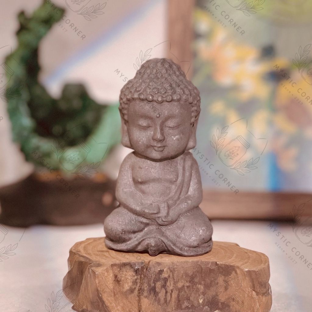 Tượng Phật đá Shungite (Shungite Buddha) ngăn năng lượng xấu, ngăn sóng điện từ, sóng 5G, đá phong thuỷ