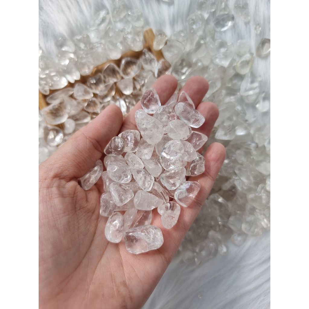 Vụn đá thạch anh Trắng (Clear Quartz) làm Grid, thanh tẩy trong Tarot, Reiki, thiền định, phong thủy