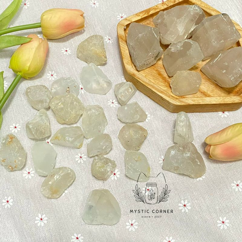 Đá Topaz trắng thô, đá thanh tẩy, viên đá chuyển biến năng lượng tiêu cực thành tích cực
