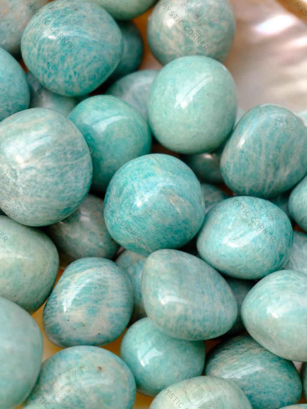 Tumbled viên đá Amazonite (đá Thiên Hà) đá thanh tẩy Tarot, Reiki, thiền định, phong thủy