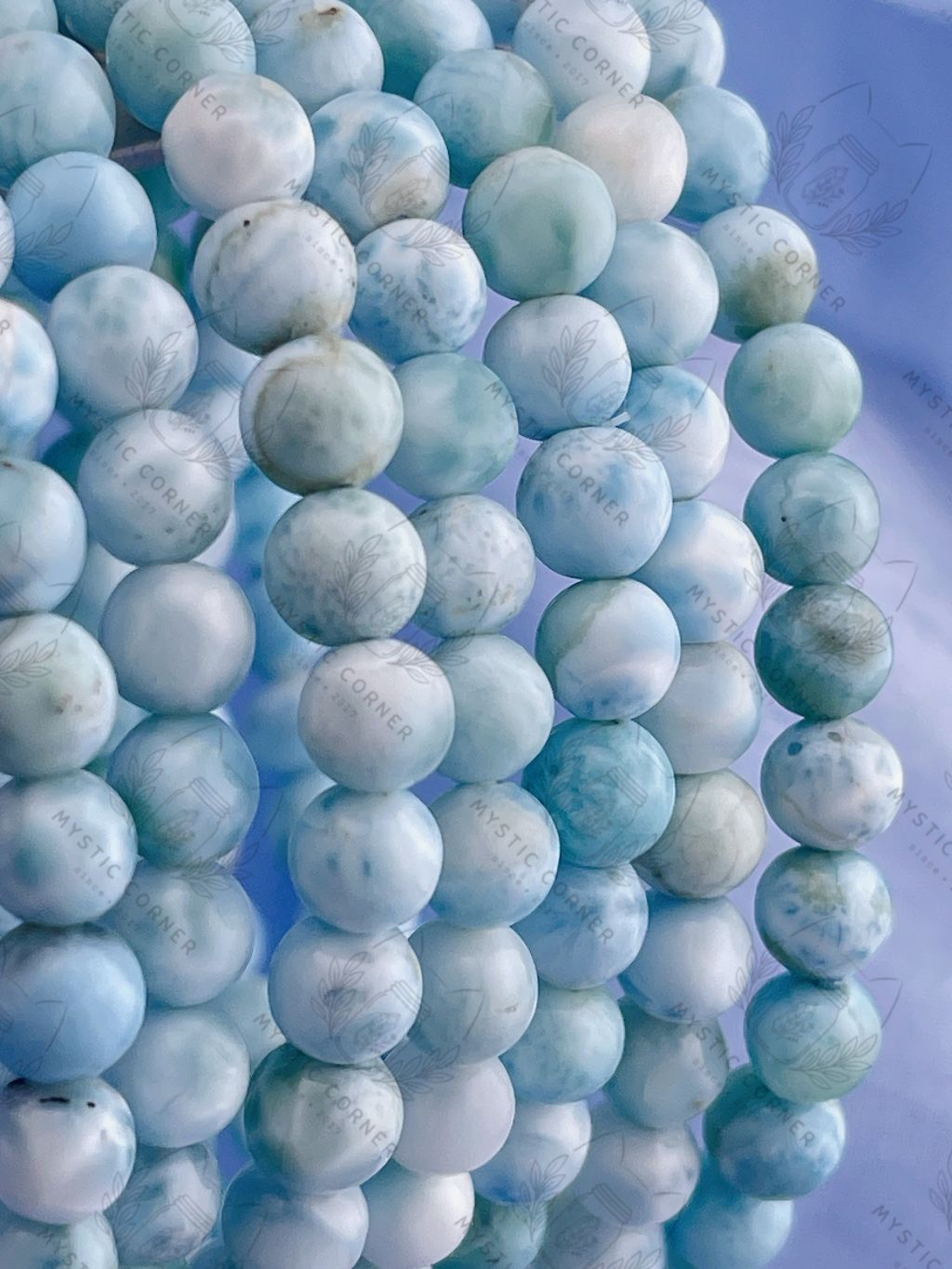 Chuỗi vòng tay đá Larimar Dominica 6li, viên đá phong thuỷ của vùng biển Atlantis