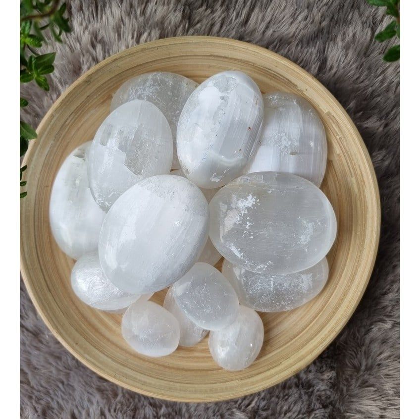 Viên đá thanh tẩy Selenite - Palm Selenite khuếch đại năng lượng dùng trong Tarot, Reiki, phong thủy, thiền định