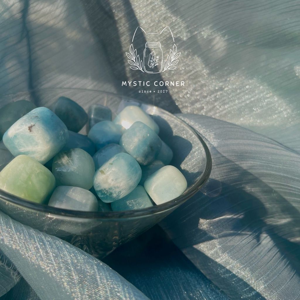 Viên đá Aquamarine (Ngọc Xanh Biển), đá thanh tẩy, đá phong thủy dùng trong Tarot, Reiki, thiền định