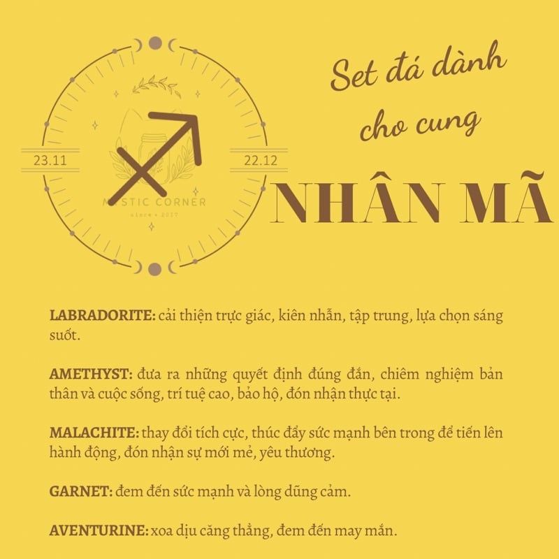 Set đá may mắn cho Nhân Mã, đá thạch anh, đá thanh tẩy bài Tarot, đá phong thuỷ