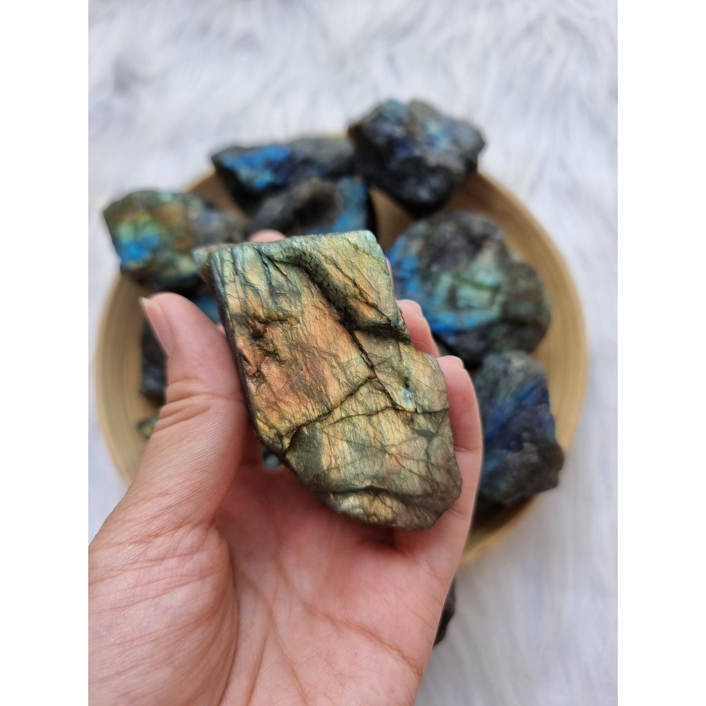 Viên đá thô to Labradorite (Đá xà cừ - Hắc Nguyệt Quang) đá thanh tẩy Tarot, Reiki, đá thạch anh phong thủy
