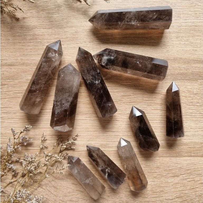 Trụ đá thạch anh Khói (Smoky Quartz), trụ đá thanh tẩy trong Tarot, cân bằng năng lượng, Reiki, đá phong thủy