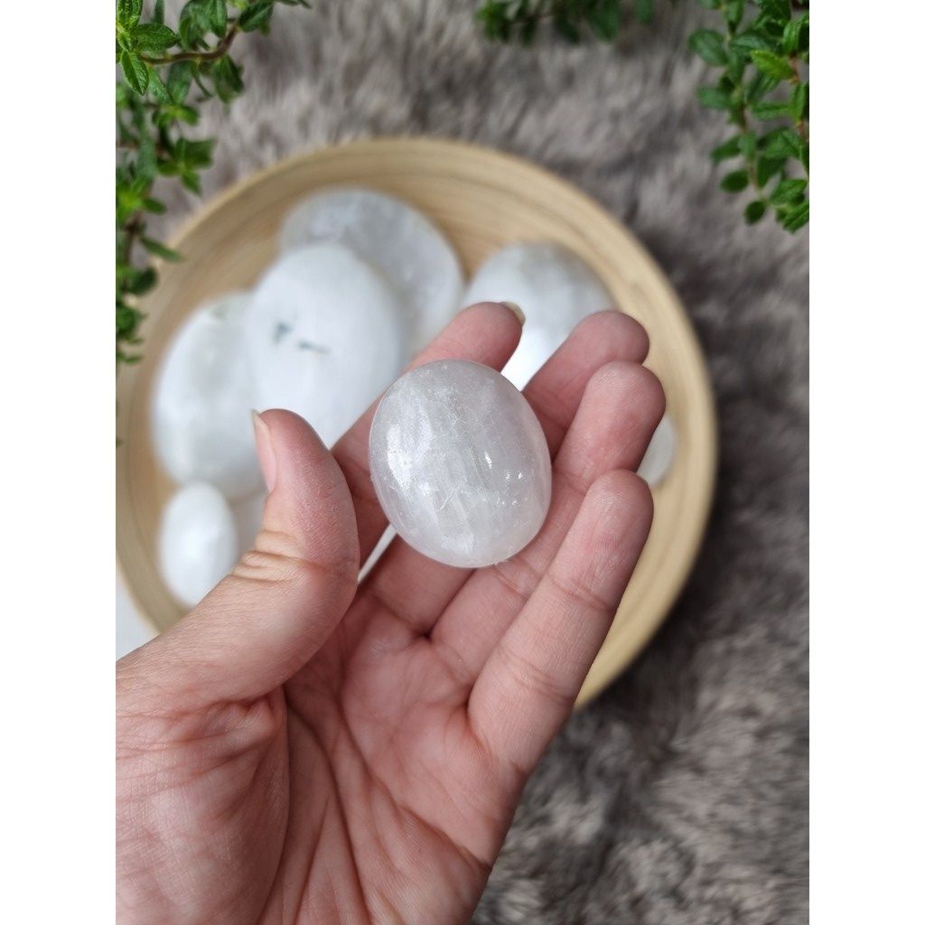 Viên đá thanh tẩy Selenite - Palm Selenite khuếch đại năng lượng dùng trong Tarot, Reiki, phong thủy, thiền định
