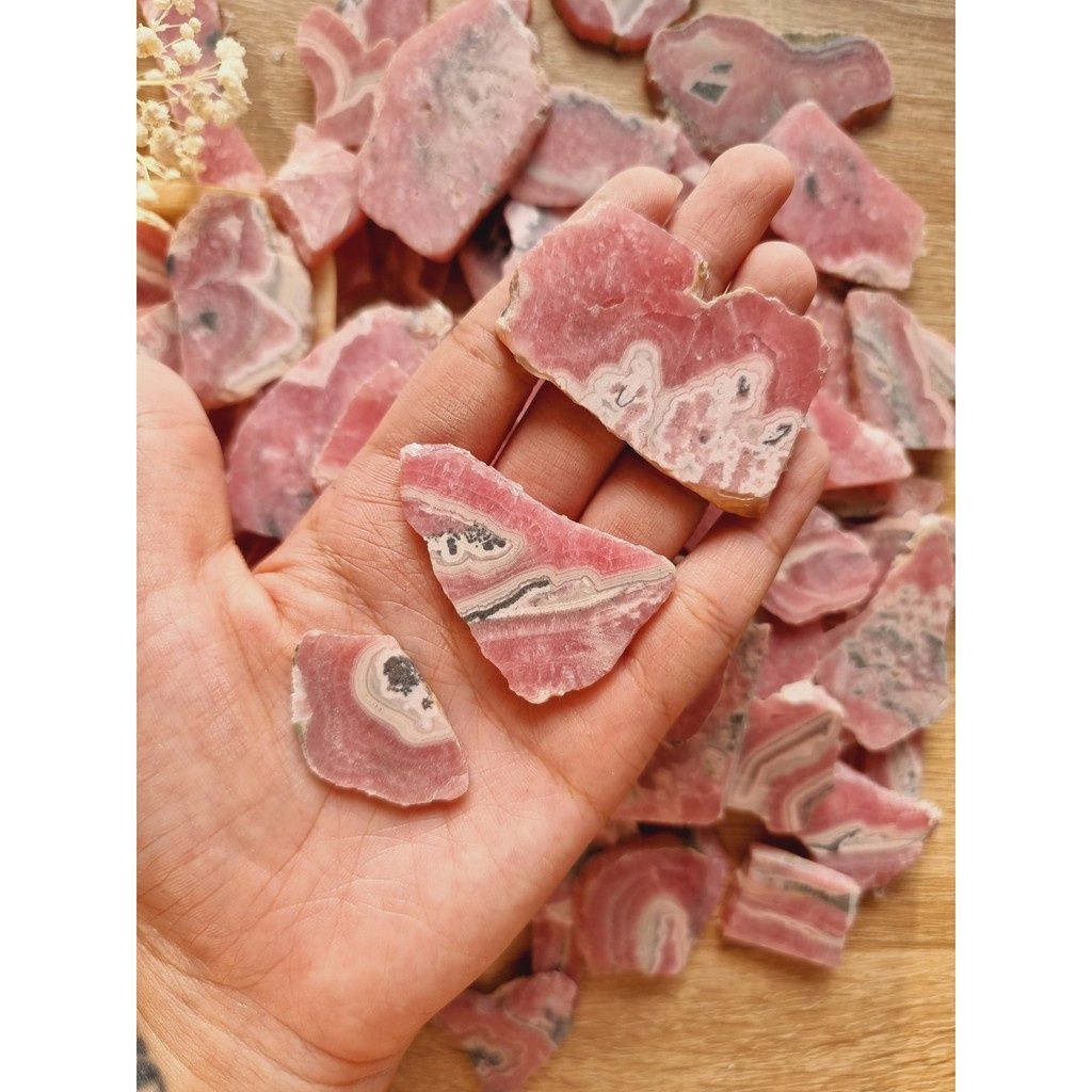 Đá thô Đá Đào Hoa (Rhodochrosite) - Đá thanh tẩy Tarot, Reiki, thiền định