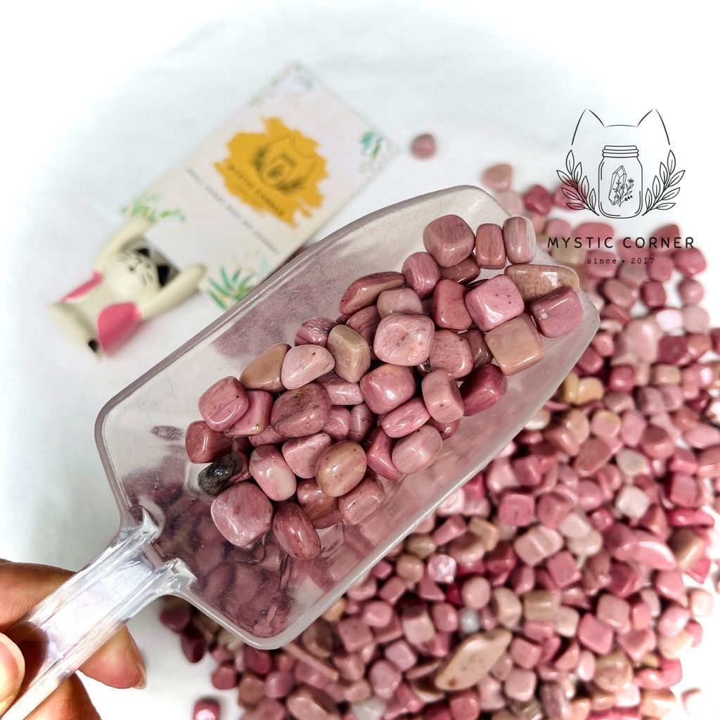 Vụn đá Rhodonite loại đẹp (Tường Vi Thạch), đá thanh tẩy Tarot, Reiki, đá thach anh phong thủy