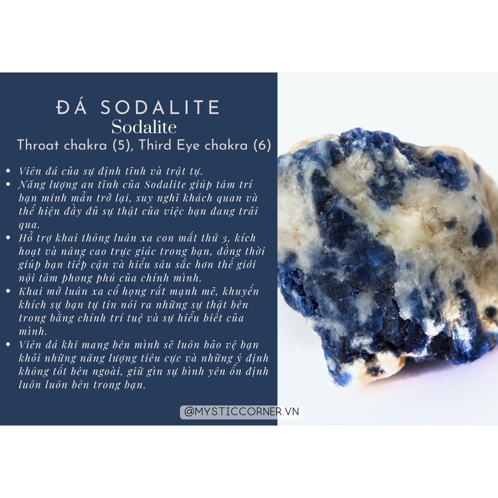 Đá thanh tẩy Sodalite tumbled xanh dương, đá thạch anh dùng trong Tarot, Reiki, phong thủy