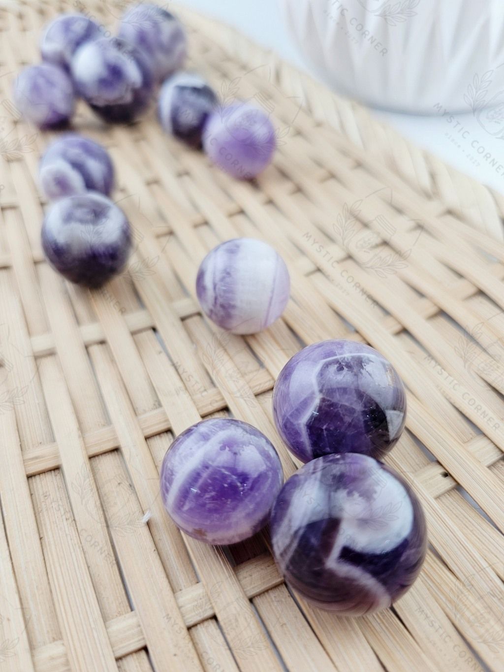 Cầu đá thạch anh Tím mini (Dream Amethyst ) làm Grid, đá thanh tẩy Tarot, Reiki, thiền định, đá phong thủy