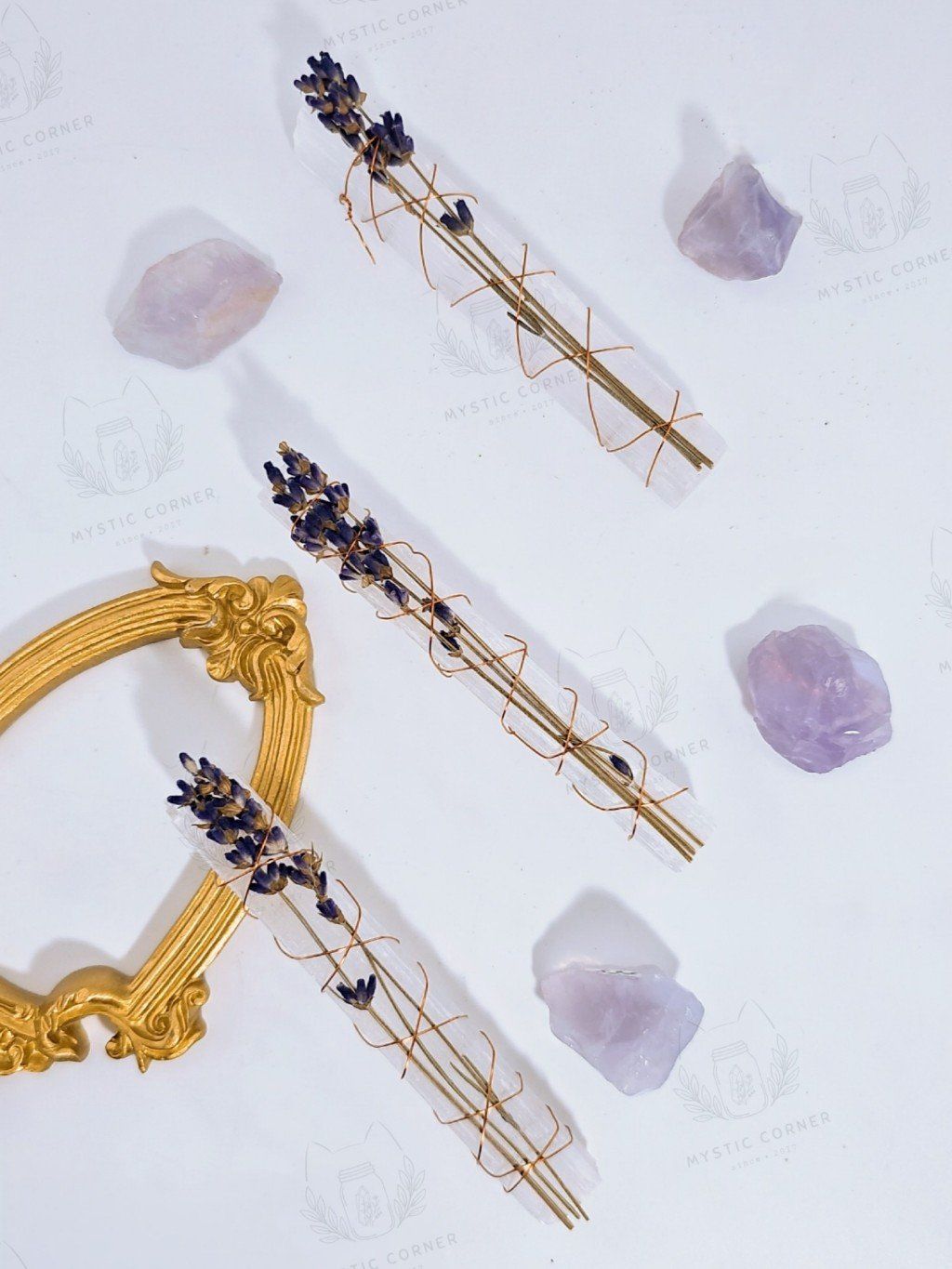 Selenite mix Lavender - thanh Selenite mix Thảo Mộc thanh tẩy, hỗ trợ giải phóng năng lượng, đá thạch anh, đá phong thủy