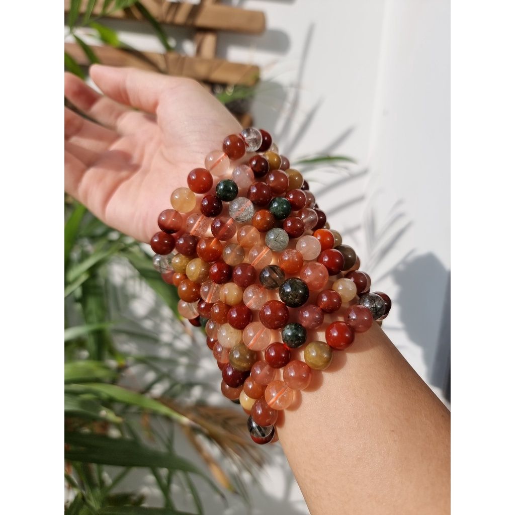 Vòng tay đá phong thủy, đá thach anh Tam Tài, tóc Tam Tài tự nhiên