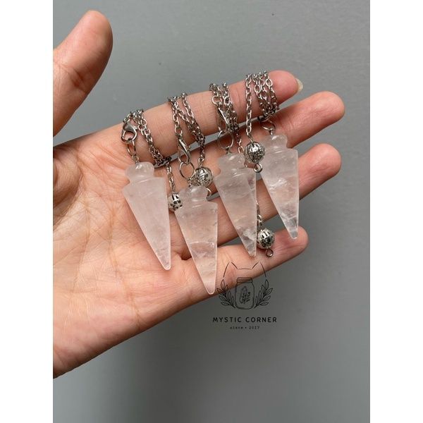 Con lắc cảm xạ đá thạch anh Trắng, dùng trong Tarot, cảm xạ học, Reiki, phong thủy, đo năng lượng, chỉ số bovis