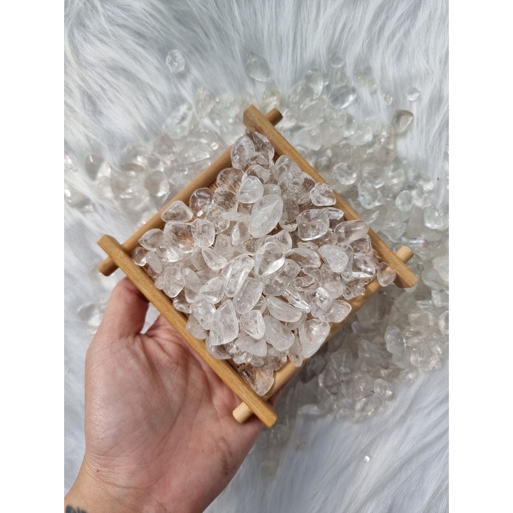 Vụn đá thạch anh Trắng (Clear Quartz) làm Grid, thanh tẩy trong Tarot, Reiki, thiền định, phong thủy