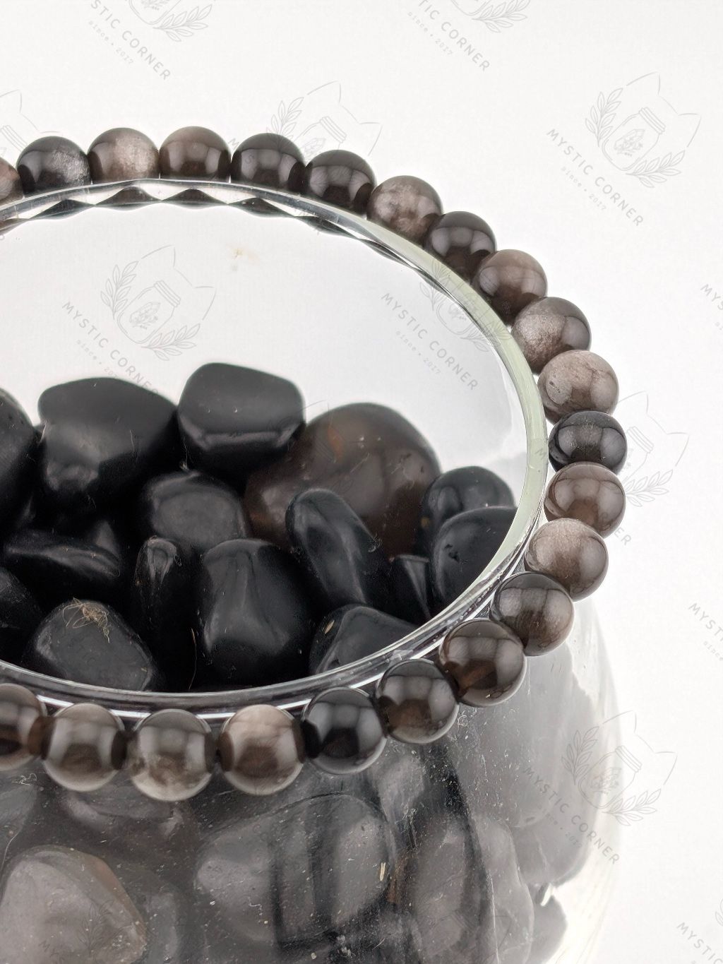 Vòng tay phong thuỷ Obsidian Bracelet, Golden / Silver Obsidian 6li, vòng tay đá núi lửa tự nhiên.
