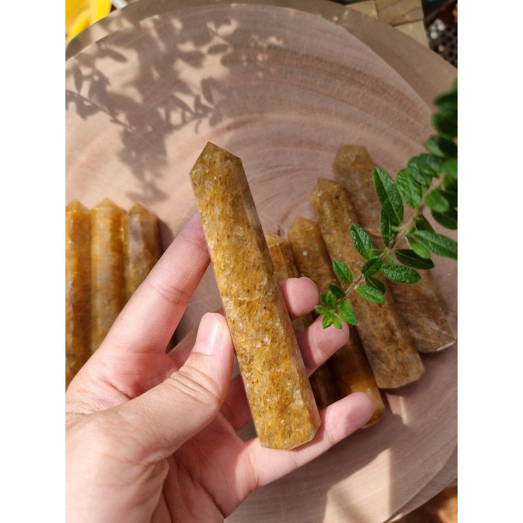 (Master Healing Stone) Trụ đá thanh tẩy Golden Healer Quartz, dùng trong Tarot, Reiki, đá phong thủy