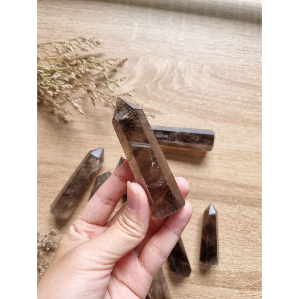 Trụ đá thạch anh Khói (Smoky Quartz), trụ đá thanh tẩy trong Tarot, cân bằng năng lượng, Reiki, đá phong thủy
