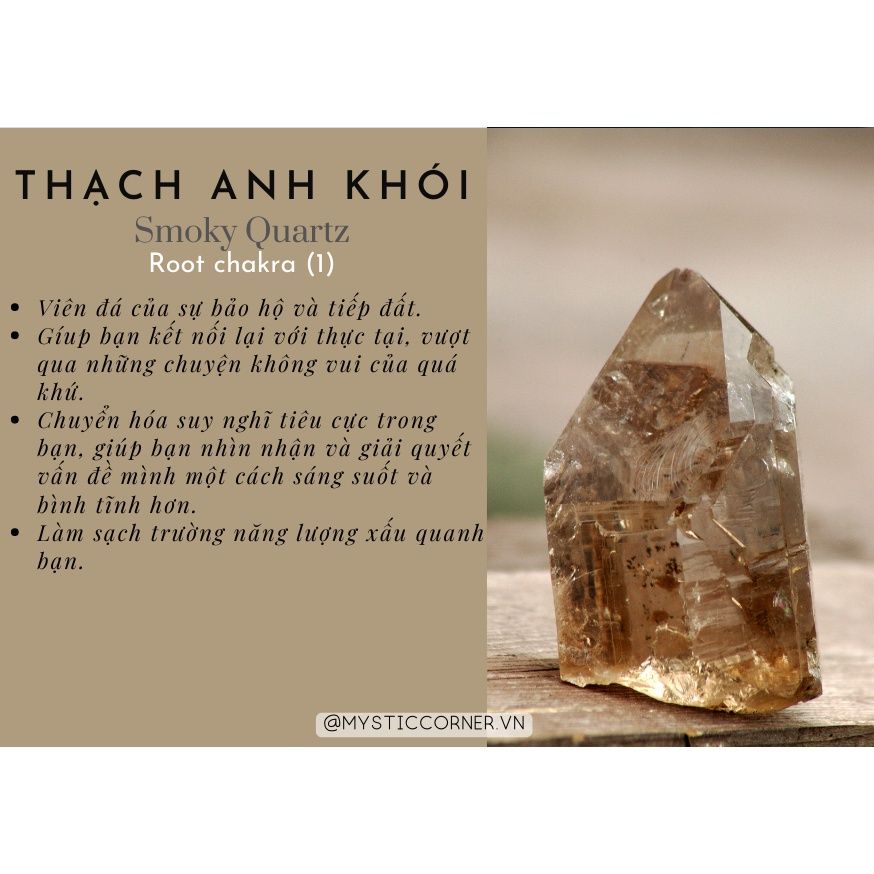 Trụ đá thạch anh Khói (Smoky Quartz), trụ đá thanh tẩy trong Tarot, cân bằng năng lượng, Reiki, đá phong thủy