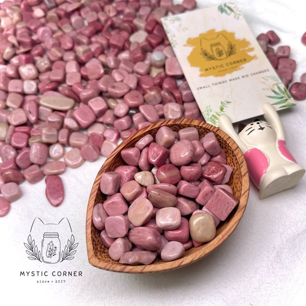 Vụn đá Rhodonite loại đẹp (Tường Vi Thạch), đá thanh tẩy Tarot, Reiki, đá thach anh phong thủy