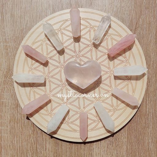 Trụ đá thạch anh Trắng/Hồng mini, trụ đá thanh tẩy Tarot, Reiki, phong thủy, làm Grid