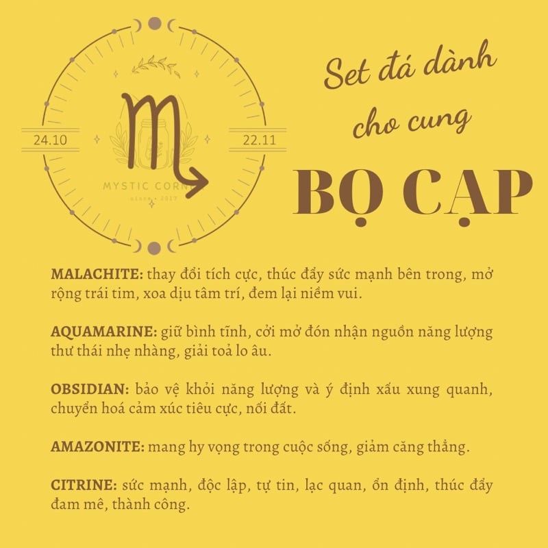Set đá may mắn cho Bọ Cạp, đá thạch anh, đá thanh tẩy bài Tarot, đá phong thuỷ