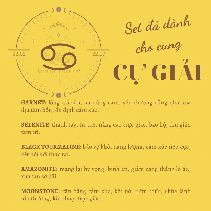 Set đá may mắn cho Cự Giải, đá thạch anh, đá thanh tẩy bài Tarot, đá phong thuỷ