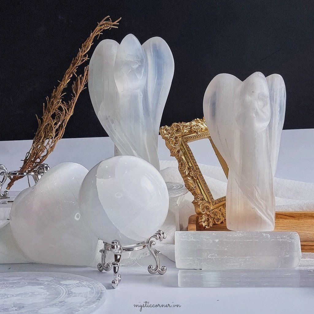 Tượng đá thạch anh thiên thần Angel, đá phong thủy, đá thanh tẩy không gian, Reiki, thiền định