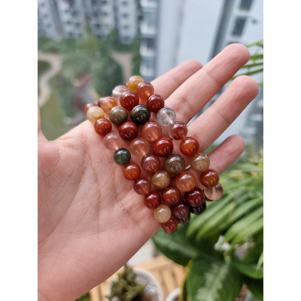 Vòng tay đá phong thủy, đá thach anh Tam Tài, tóc Tam Tài tự nhiên