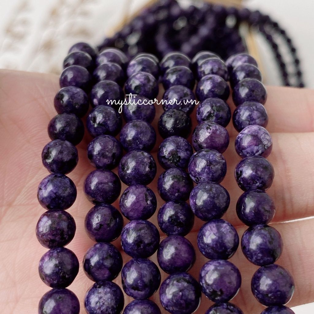 Chuỗi vòng đá Charoite (Đá Mắt Rồng), vòng tay đá năng lượng mạnh mẽ, Reiki, Tarot, thiền định