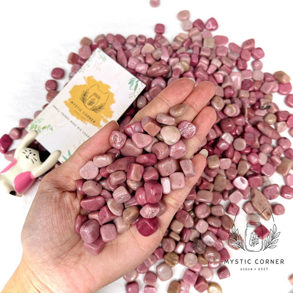 Vụn đá Rhodonite loại đẹp (Tường Vi Thạch), đá thanh tẩy Tarot, Reiki, đá thach anh phong thủy