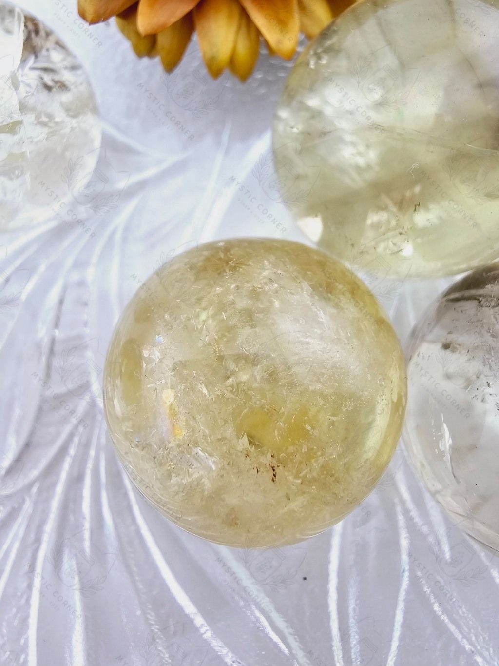Cầu đá thạch anh Vàng mini (Citrine) may mắn, đá thanh tẩy trong Tarot, Reiki, thiền định, phong thủy