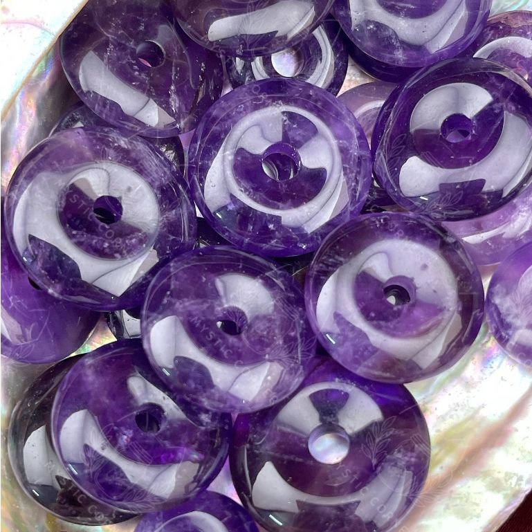 Đồng điếu phong thuỷ đá Thạch anh Tím (Amethyst Crystal Quartz) hỗ trợ bảo vệ tâm linh, biểu tượng tài lộc