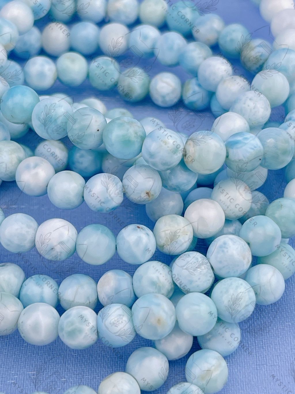 Chuỗi vòng tay đá Larimar Dominica 6li, viên đá phong thuỷ của vùng biển Atlantis