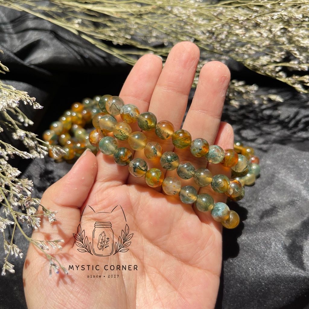 Vòng tay đá phong thuỷ Băng Ngọc Thuỷ Tảo (Mã Não Rêu)