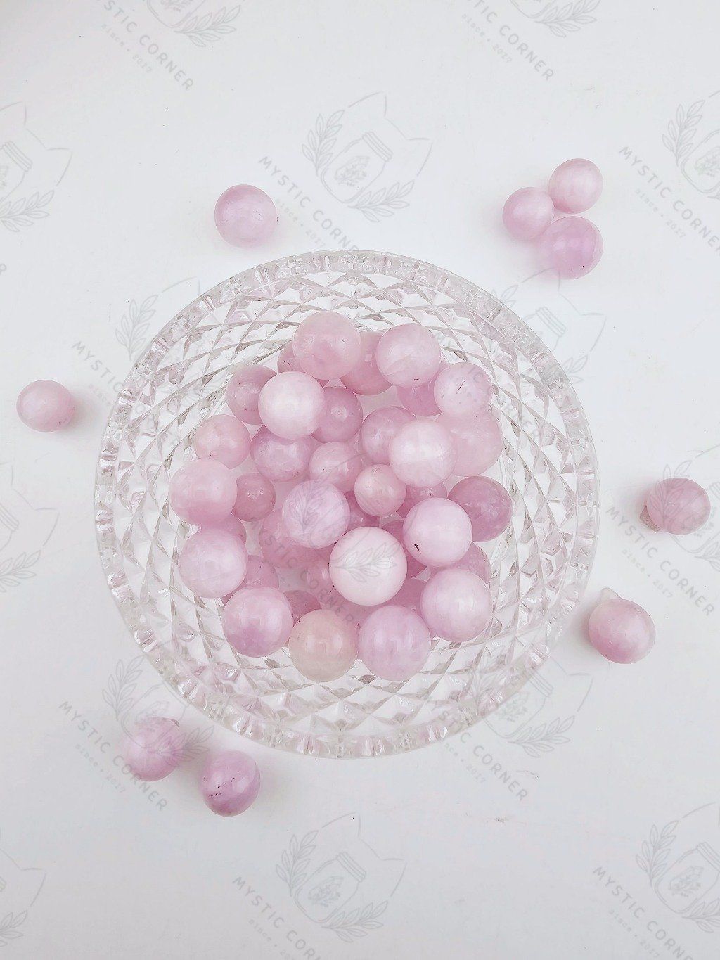 Cầu đá Kunzite mini tự nhiên hỗ trợ năng lượng yêu thương xoa dịu tinh thần, đá thanh tẩy Tarot, đá phong thủy reiki