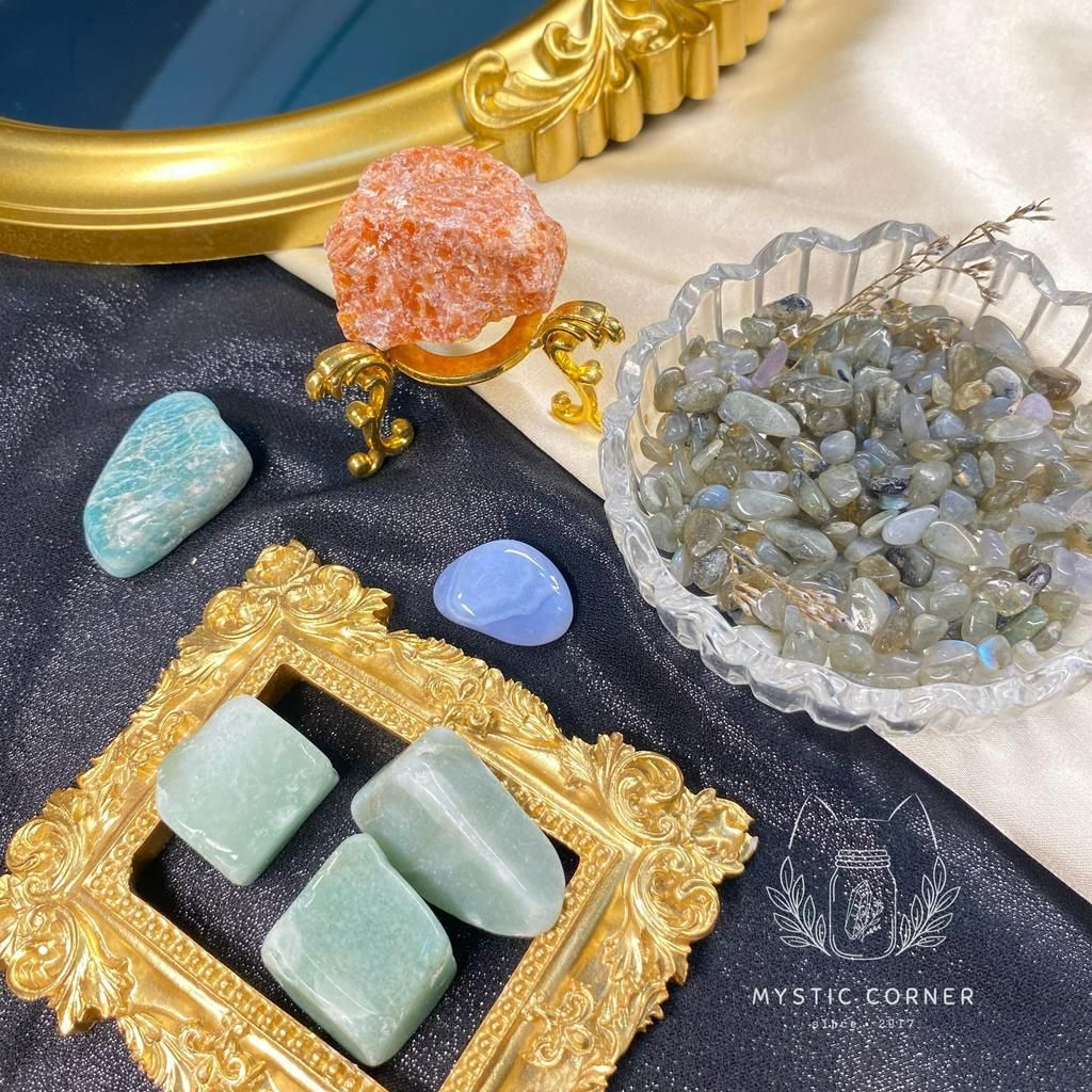 Set đá may mắn cho Bạch Dương, đá thạch anh, đá thanh tẩy bài Tarot, đá phong thuỷ