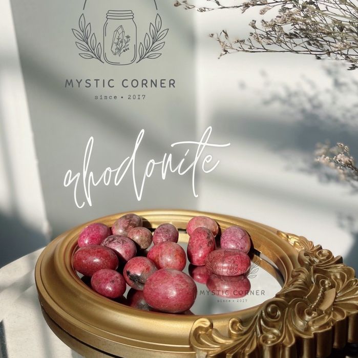 Tumbled đá Tường Vi (Rhodonite) loại đẹp, đá thạch anh, đá thanh tẩy Tarot, Reiki, Phong Thuỷ