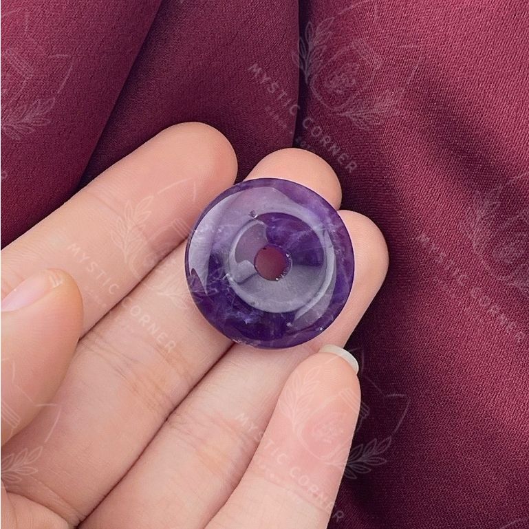 Đồng điếu phong thuỷ đá Thạch anh Tím (Amethyst Crystal Quartz) hỗ trợ bảo vệ tâm linh, biểu tượng tài lộc